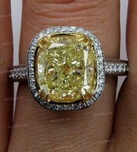 2.44Ct Cushion Cut Simulated Citrine Halo Wedding Ring 925 Sterling Silver - £101.77 GBP