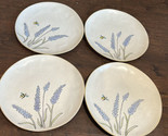 Spectrum Designz Set Of 4 Bee Floral Lavender Garden Dinner Plates New - $99.00