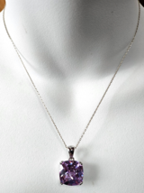 Italy 925 Sterling Silver Purple Faceted Glass Pendant Necklace -16” - $40.84