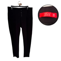 MAZE COLLECTION Women’s 2X Black High Waist Button Front Leggings Plus Size - $14.85