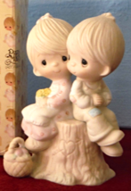 E-1376 Precious Moments Figurine for Couples, LOVE ONE ANOTHER 1978 Boy and Girl - $35.99