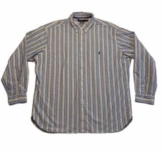 Vintage Ralph Lauren Dress Shirt 2X Big Button Down Blue Stripes 90s Y2K - £18.91 GBP