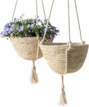 La Jolie Muse Natural Seagrass Hanging Planter Basket, 9 Inch, Vanilla Ice - £28.31 GBP