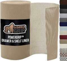 Breathable 12" x 10' Non-Adhesive Cabinet Liner in Beige - Strong Grip S... - $37.57