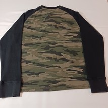 Black Jack Men's T-Shirt Black & Green Camo Henley Raglan Long Sleeve Tee Sz XL image 12