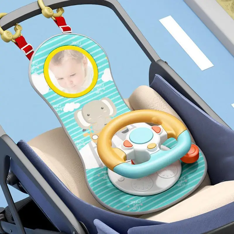 Adjustable Baby Car Steering Wheel Toy With Mirror 360 Degree Rotatable Gear - £34.52 GBP+