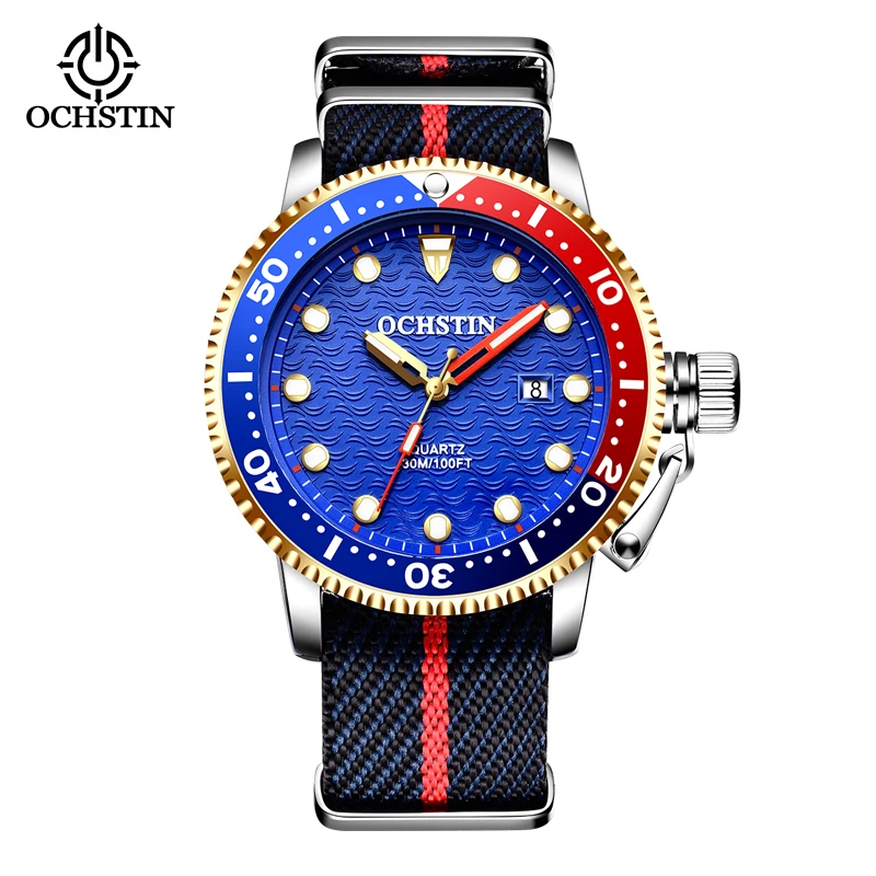 OCHSTIN Quartz Men Watch Analog Chronograph Swatch Auto Date Military Business S