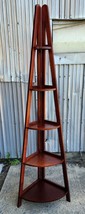 A-Frame Style Corner Shelf 5 Tier Round Front Solid Wood Books Trinkets ... - $928.45 MXN