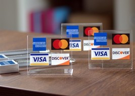 6 Set Acrylic Countertop Accept Credit Card Register Sign Visa Mastercar... - £12.86 GBP