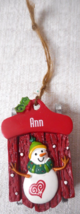 Christmas Ornament Name ANN Snowman Red Sled 3D 2&quot;L Keepsake Personalized - £5.38 GBP