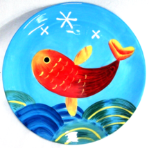 Tropical Fish Salad Snack Plate Goldfish on Blue New by Grasslands Road 8&quot; - £3.69 GBP