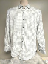 Visconti Black Window Pane Button Up Shirt Men&#39;s Small White Plaid Long ... - £27.24 GBP