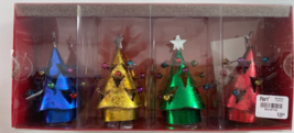 Box of 4 Christmas Tree Place Card Holders Pier 1 Imports NEW - $19.79