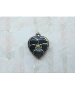 Vintage Sterling silver enameled puffy heart charm-BLACK - $27.00