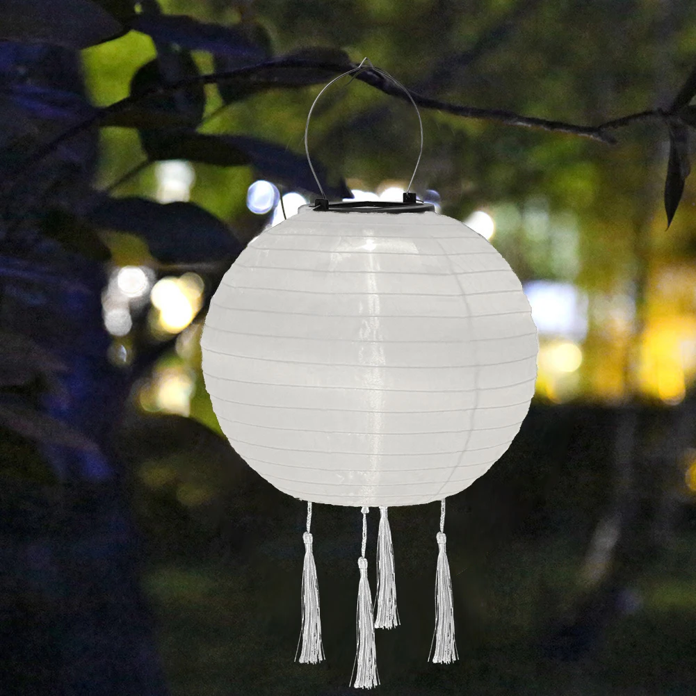 8/10inch Solar Lantern Chinese Round Hanging Lamp Waterproof Nylon Solar Lantern - £140.78 GBP