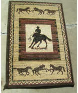 22&quot; X 30&quot; DYNASTY COLLECTION BROWN WESTERN HORSES &amp; RIDERS RUNNER MADE T... - £87.02 GBP