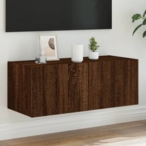 TV Wall Cabinet with LED Lights Brown Oak 80x35x31 cm - £36.22 GBP