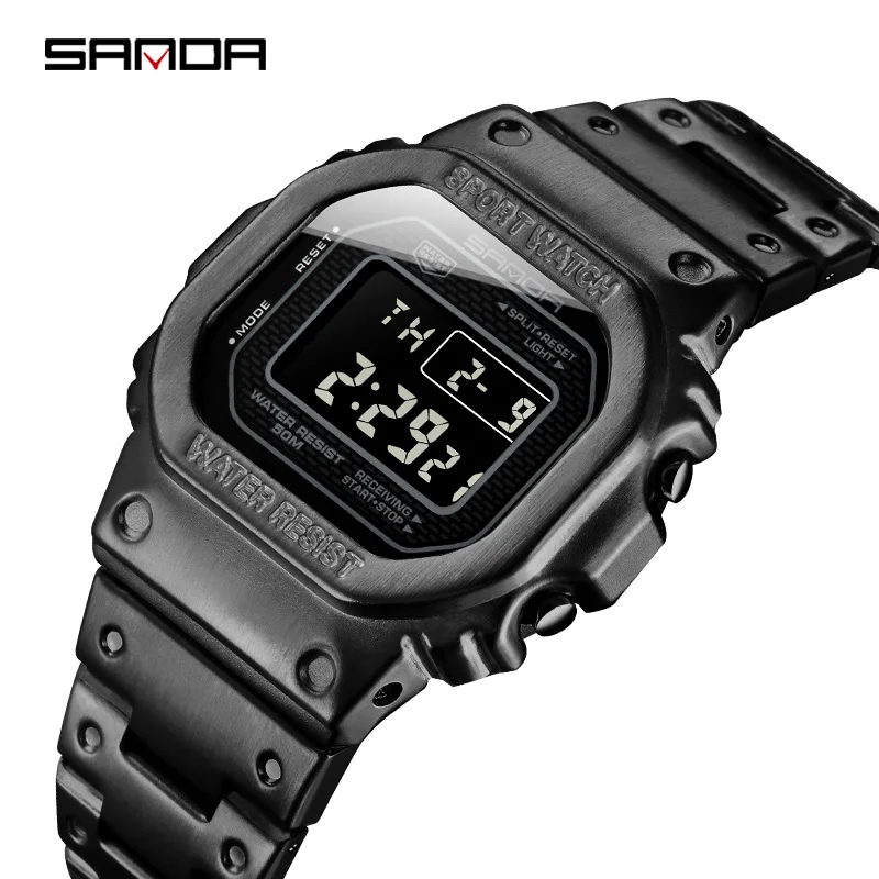 SANDA Men&#39;s Watch Fashion   LED Digital Watch Men&#39;s  5ATM Waterproof  Watch  Mas - £84.47 GBP