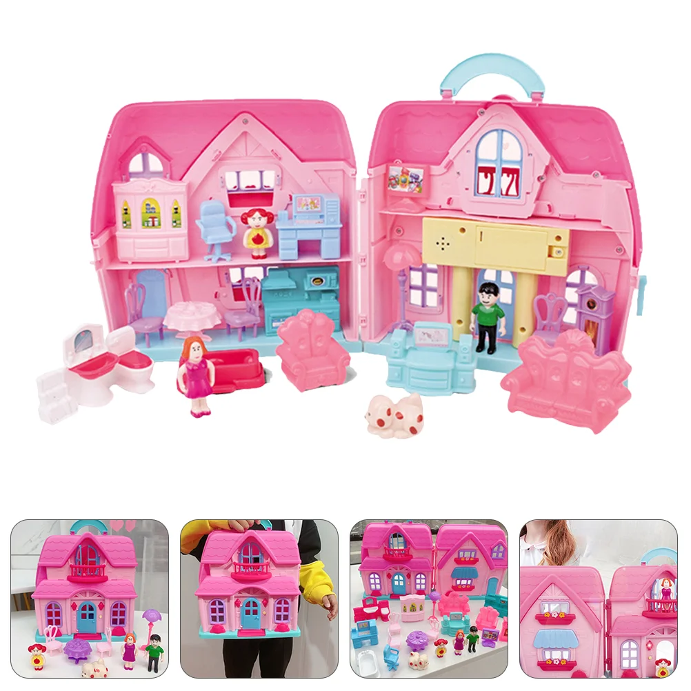 1 Set of Portable House Two-storey Villa Mold Toy Family Role Play Game Toy - £22.32 GBP