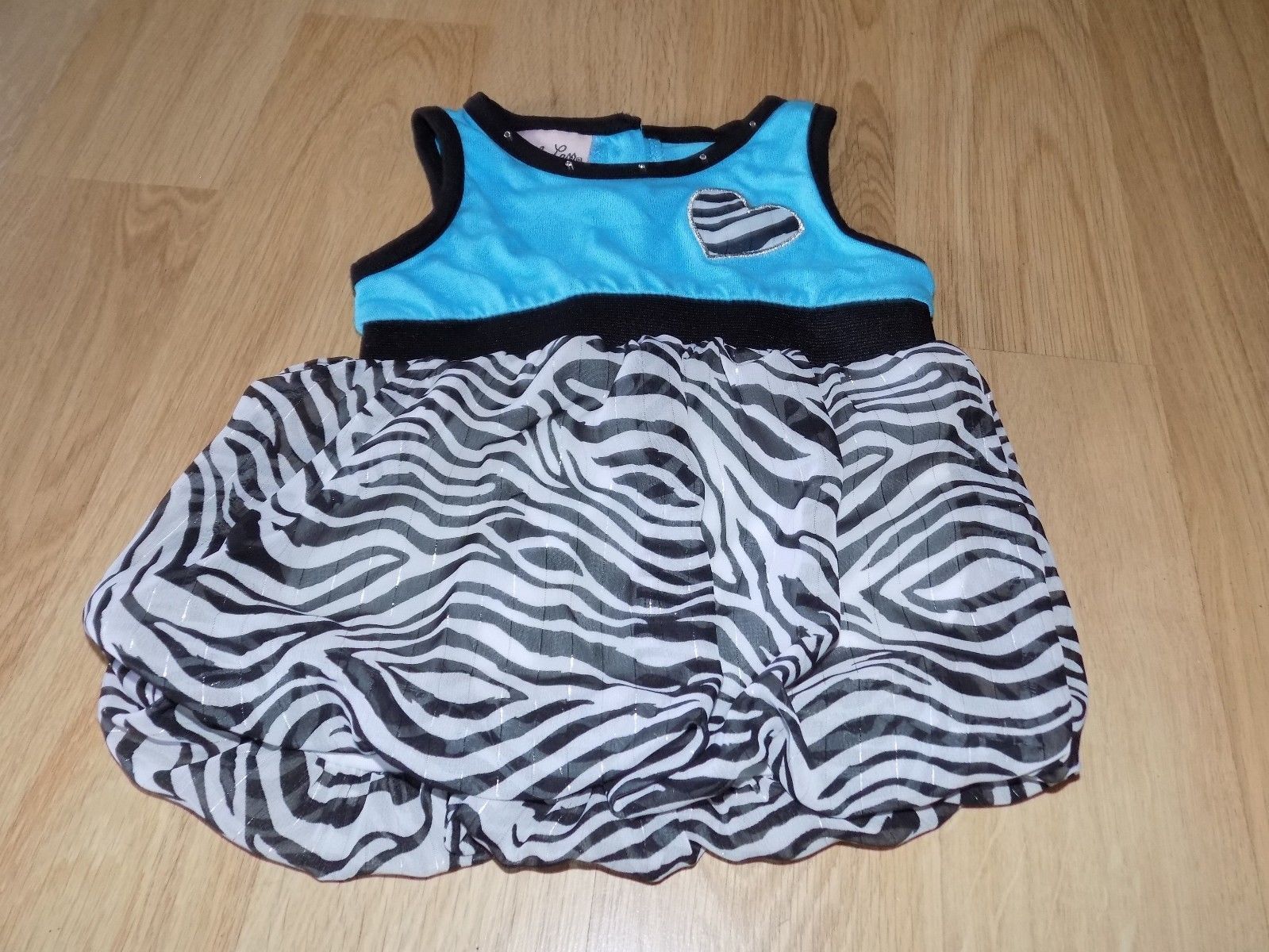 Infant Size 24 Months Little Lass Bubble Hem Tunic Dress Turquoise Zebra Print - $14.00