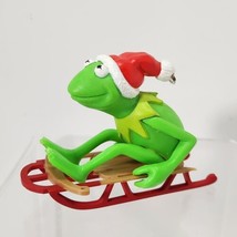 Vintage Hallmark Ornament Kermit The Frog On Sled Muppet 1981 Keepsake Santa Hat - £14.18 GBP