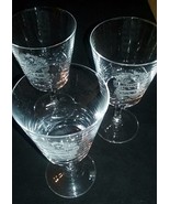 Set of Three (3) CREECH Etched Family Crest Crystal Wine Glasses Goblets - $29.69