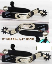 Men&#39;s Western 2&quot; Shank Show Riding Black Engraved Boot Spurs 75179016 - $768.54 MXN