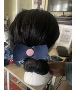 Convertible Denim Scrunchie with Vintage Pink Charm Bow (Patent Pending) - $266.55 MXN