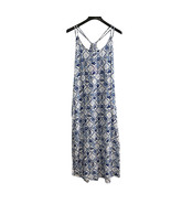 Isaac Mizrahi Dress Womens M Blue Linen Blend Fish Print Maxi Coverup Va... - $44.40 CAD