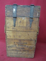 Antique 1904 Wooden Parke-Davis Shipping Box with Original Glass Carboy - $494.99