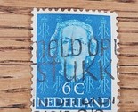 Netherlands Stamp Queen Juliana 6c Used Blue - $1.89