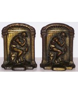 PAIR OF NEOCLASSICAL GREEK THE THINKER THINKING MAN CAST IRON/METAL BOOK... - $54.07 CAD