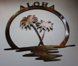 Palm Tree Aloha - Metal Wall Art - Copper 15&quot; x 13&quot; - £27.49 GBP