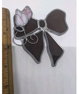 Vintage Red Bow Purple Roses Sun Catcher Stained Glass Hanging 3D - €19,05 EUR