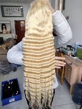 40 inch blonde deep wave curly human hair lace front wig/40 inch blonde curly - £1,447.50 GBP