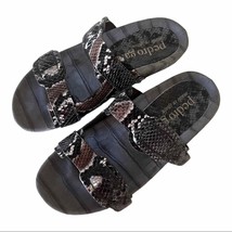 Pedro Garcia Slide Arielle Gray Black Snake Embossed Sandals Size 6.5 - £98.13 GBP