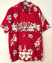 vintage Bull head men L Hawaiian Shirt 100% cotton made in USA red /white - $16.70