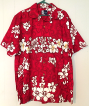 vintage Bull head men L Hawaiian Shirt 100% cotton made in USA red /white - £13.08 GBP