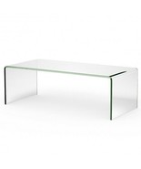 42 x 19.7 Inch Clear Tempered Glass Coffee Table with Rounded Edges - Co... - £182.61 GBP