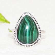 925 Sterling Silver Malachite Ring Handmade Jewelry Birthstone Ring Gift For Her - £26.94 GBP