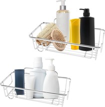 Flat Wall Shower Caddy Pack Of 2 Caddy Organiser Wall Mounted Storage Basket - £14.77 GBP
