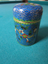 ANTIQUE CLOISONNE COVERED CANDLE HOLDER WITH CANDLE    3 X 2 - £27.24 GBP