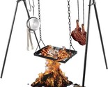 Swing Grill Campfire Cooking Stand 38&quot; Carbon Steel Open Fire Cooker Cam... - $189.99