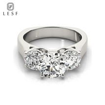 Three Stones 925 Sterling Silver Wedding Engagement Ring For Women 2.2 Carat Moi - £85.13 GBP