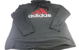 adidas 3-Stripe Mens Hoodie 3XLT Gray Red Big &amp; Tall Pullover H12263 Lon... - $23.75