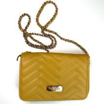 Bebe Sophia Tan Vegan Leather Quilted Crossbody Clutch Purse Chain Strap - £9.74 GBP