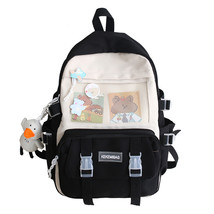EnoPella Fashion Lady Canvas Travel Backpack Cute Bookbag Student Black Schoolba - £47.07 GBP