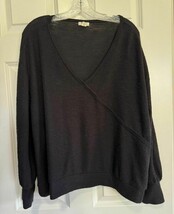 a.n.a A New Approach V-Neck Cropped Knit Sweater Top Black Long Sleeve W... - $182.90 MXN