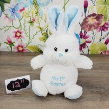 Kelly Baby My 1st Easter Bunny Plush 12&quot; Rattle  12&quot; White Blue  Kellytoy - £7.59 GBP