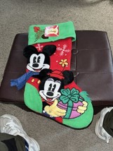 Mickey &amp; Minnie Mouse ~ Disney Christmas Stocking ~ 3D w/ Corduroy Trim 17” - £15.87 GBP